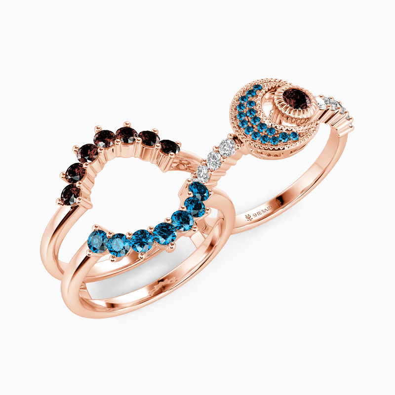 "Bathing in Effulgence" Round Cut Ring Set