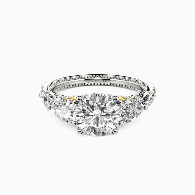 "Love Is Sweet" Round Cut Three Stone Engagement Ring
