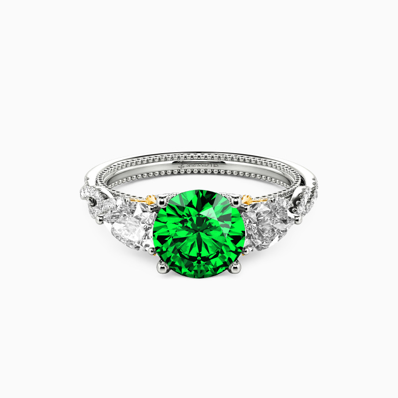 "Love Is Sweet" Round Cut Three Stone Engagement Ring