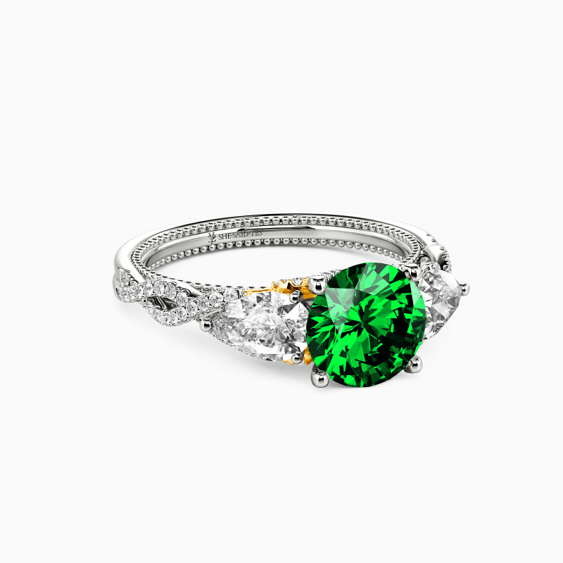"Love Is Sweet" Round Cut Three Stone Engagement Ring