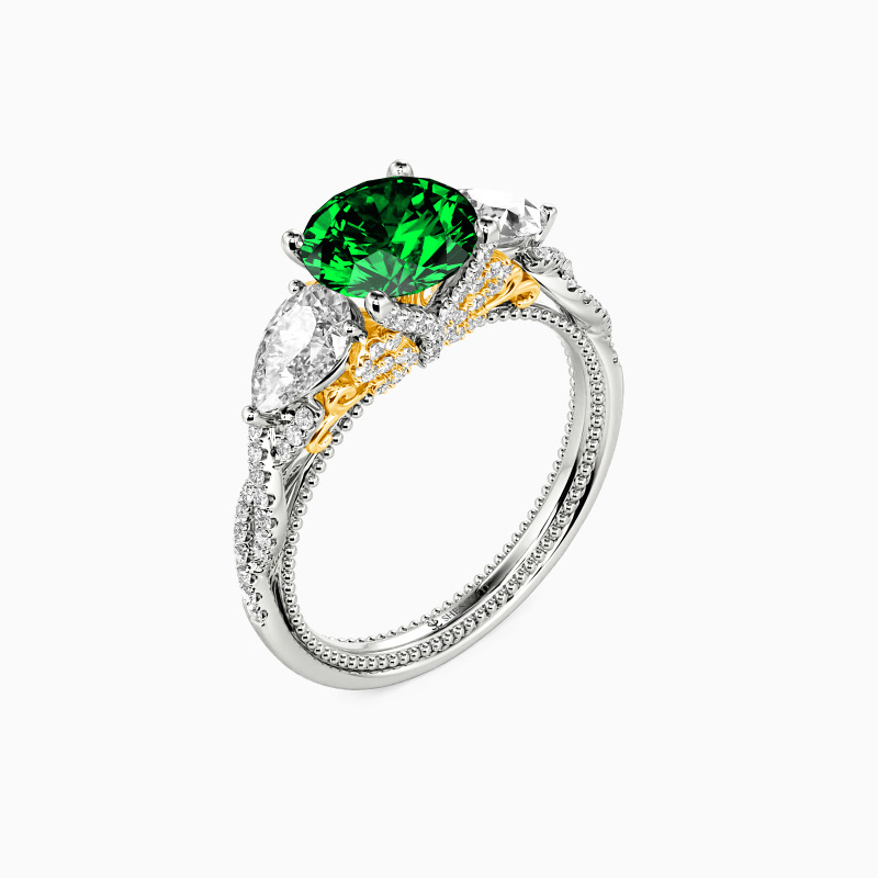 "Love Is Sweet" Round Cut Three Stone Engagement Ring