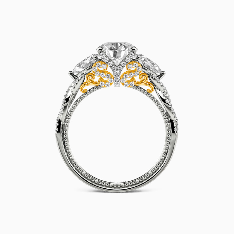 "Love Is Sweet" Round Cut Three Stone Engagement Ring