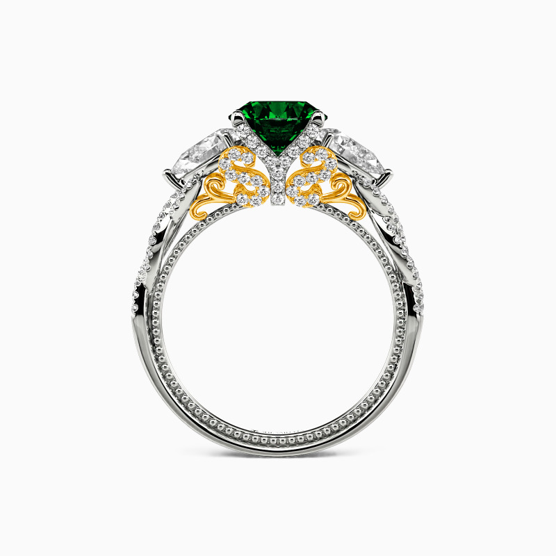 "Love Is Sweet" Round Cut Three Stone Engagement Ring