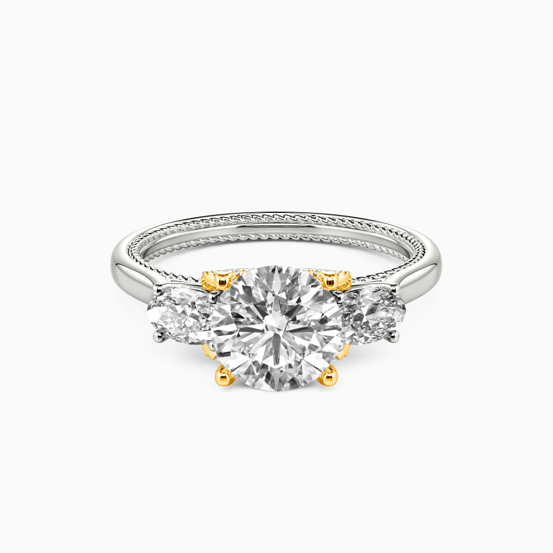 "One I Love"  Round Cut Three Stone Engagement Ring