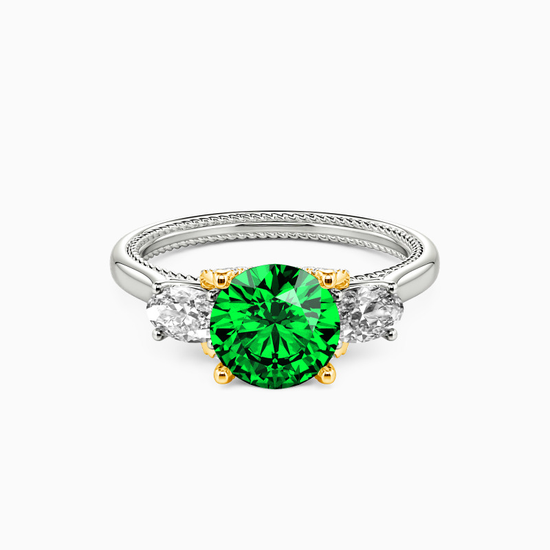 "One I Love"  Round Cut Three Stone Engagement Ring