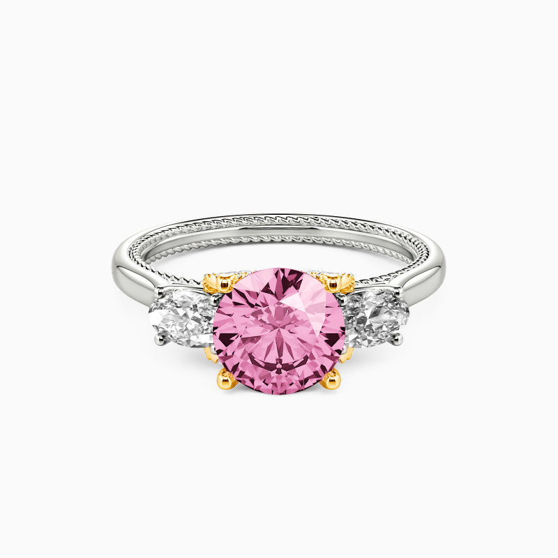 "One I Love"  Round Cut Three Stone Engagement Ring