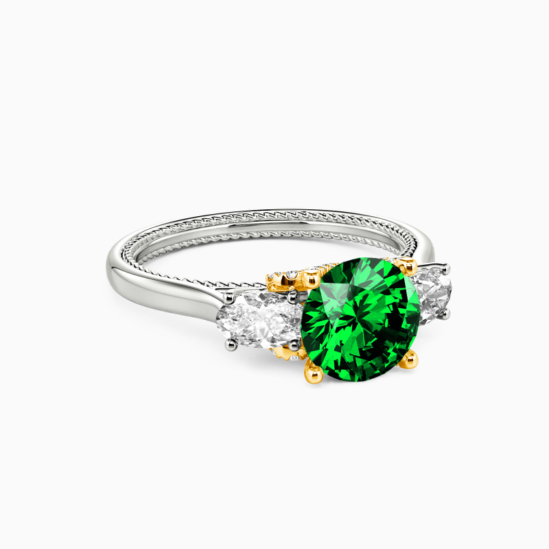 "One I Love"  Round Cut Three Stone Engagement Ring