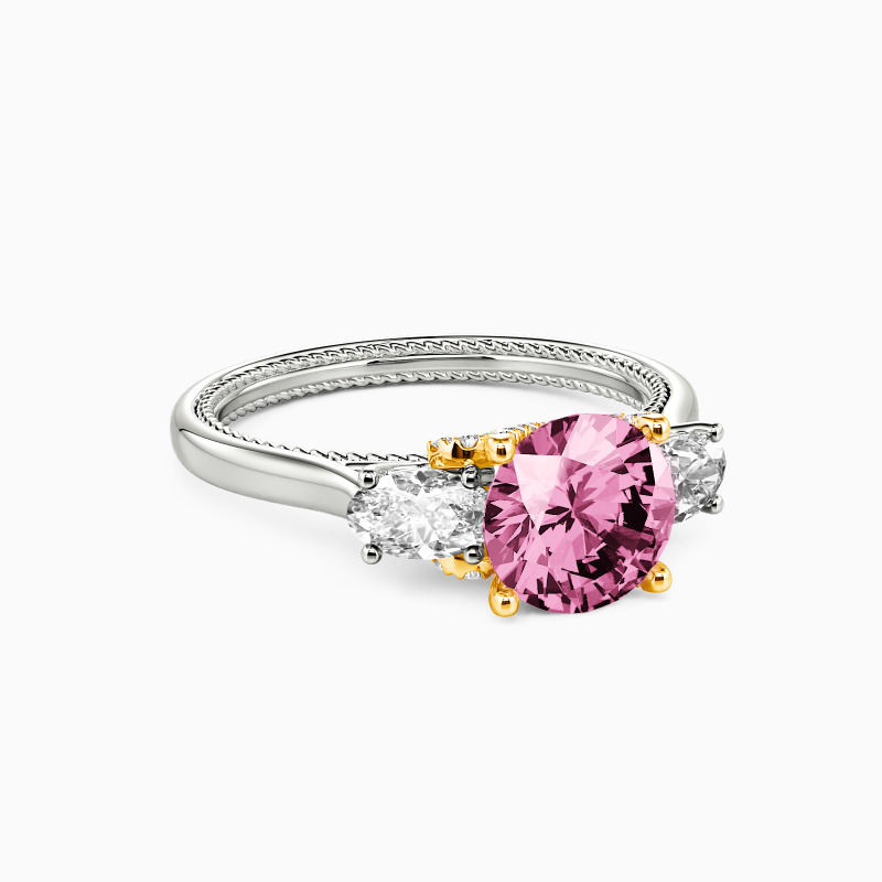 "One I Love"  Round Cut Three Stone Engagement Ring