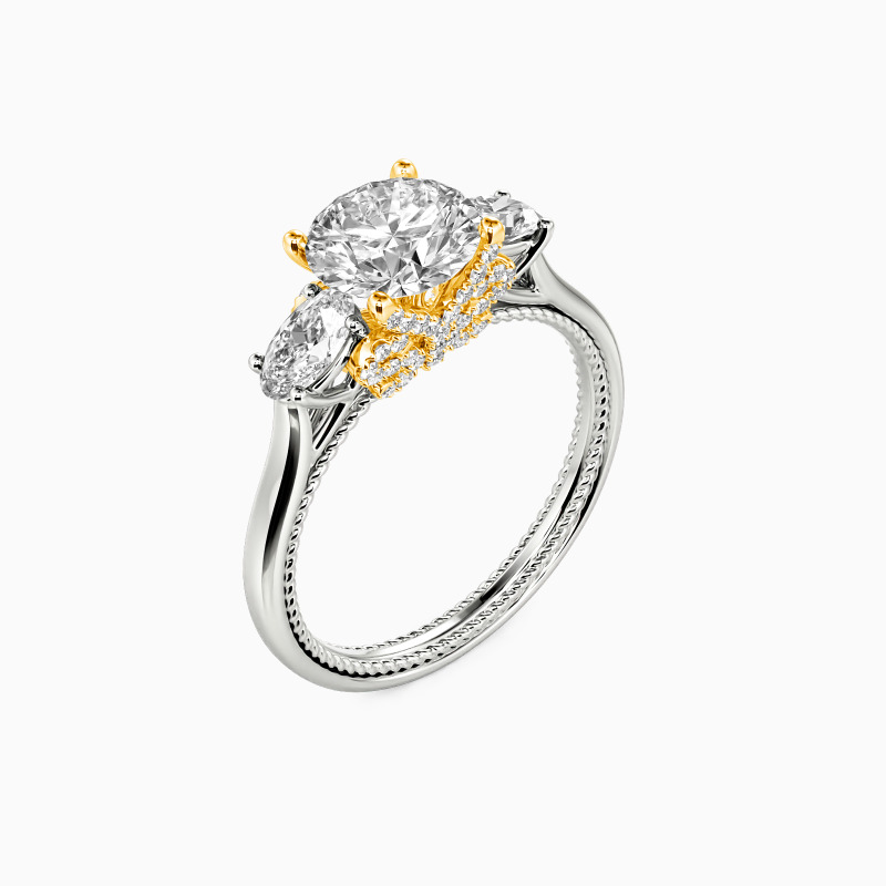 "One I Love"  Round Cut Three Stone Engagement Ring