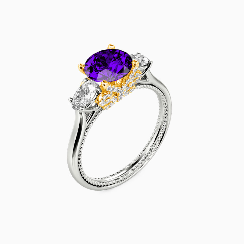 "One I Love"  Round Cut Three Stone Engagement Ring
