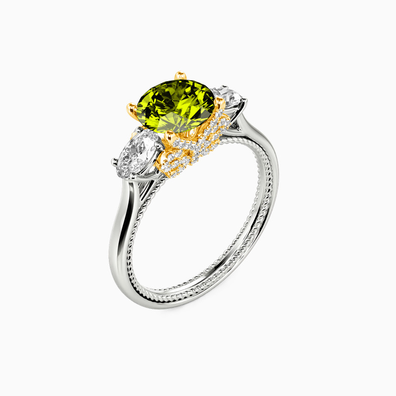 "One I Love"  Round Cut Three Stone Engagement Ring