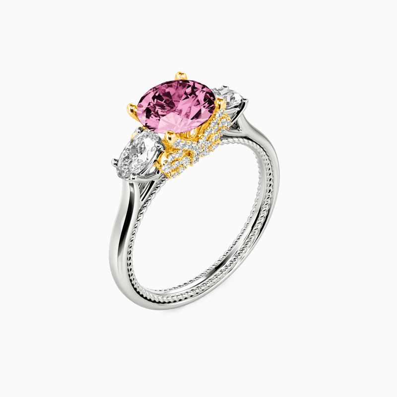 "One I Love"  Round Cut Three Stone Engagement Ring
