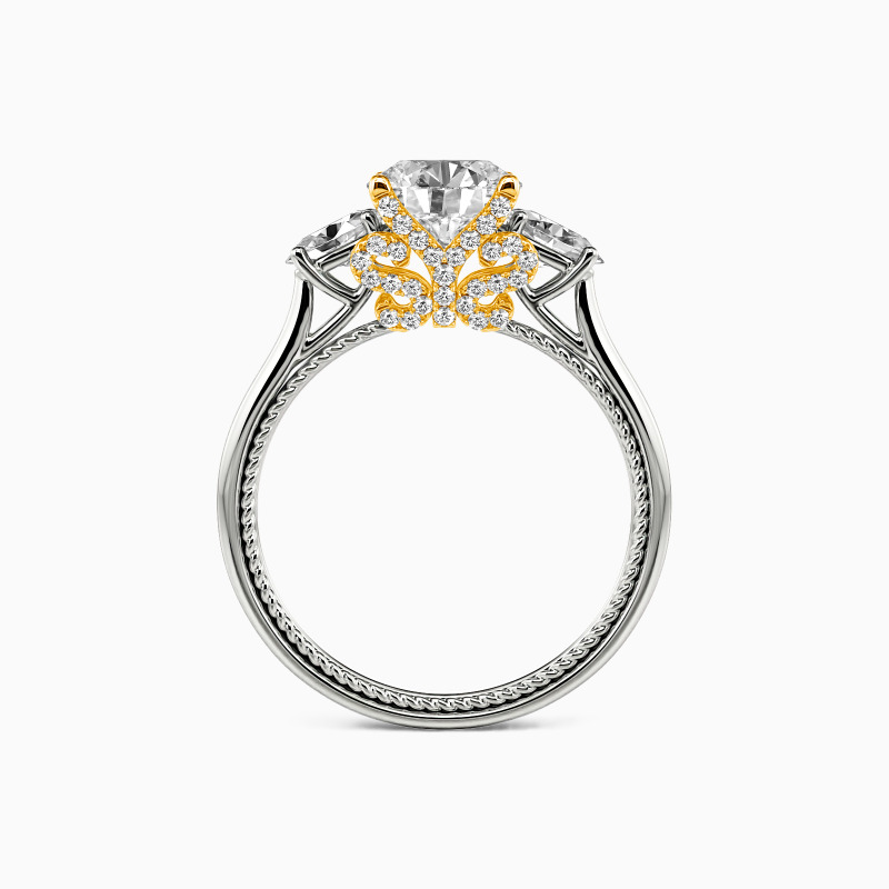 "One I Love"  Round Cut Three Stone Engagement Ring