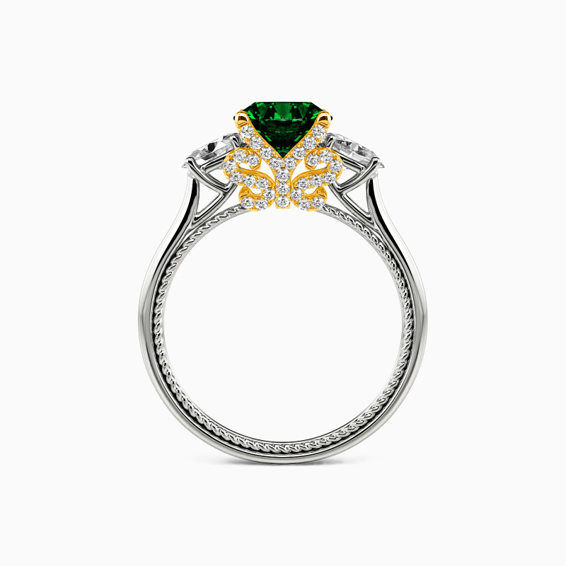 "One I Love"  Round Cut Three Stone Engagement Ring