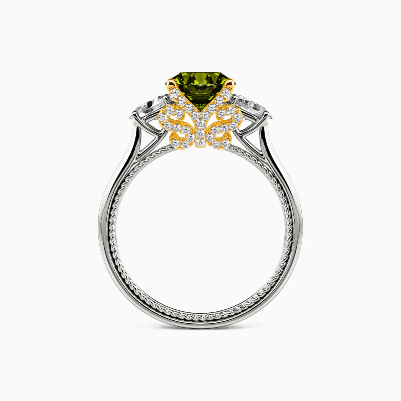 "One I Love"  Round Cut Three Stone Engagement Ring