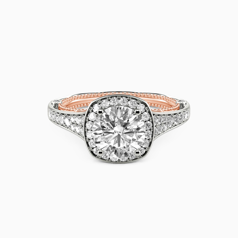 " Love Is You And Me"  Round Cut Halo Engagement Ring