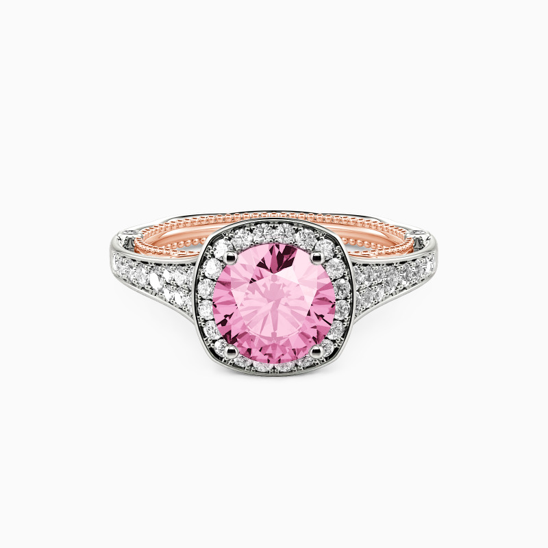 " Love Is You And Me"  Round Cut Halo Engagement Ring