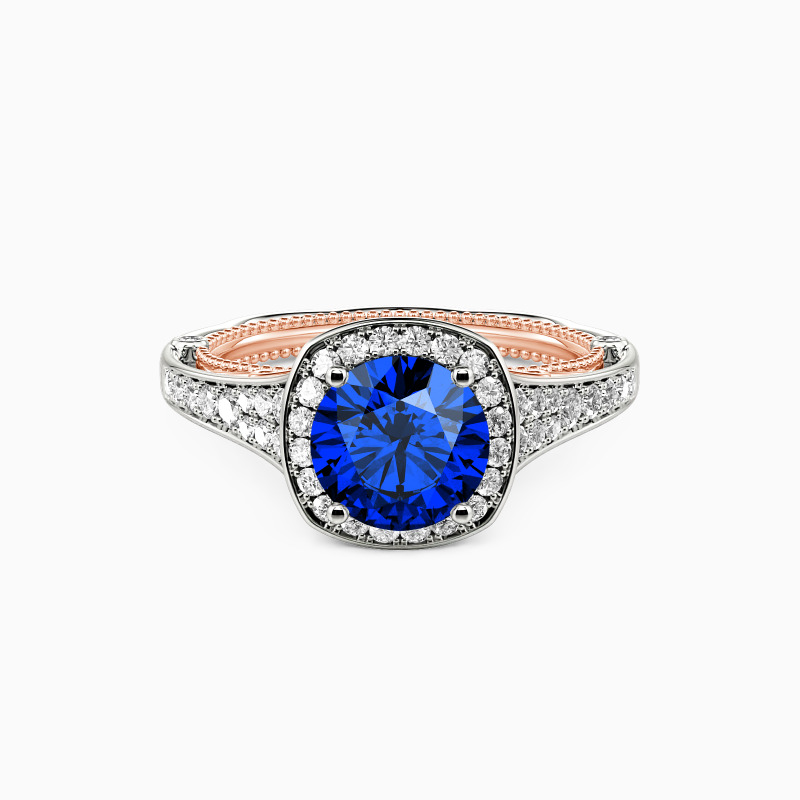 " Love Is You And Me"  Round Cut Halo Engagement Ring