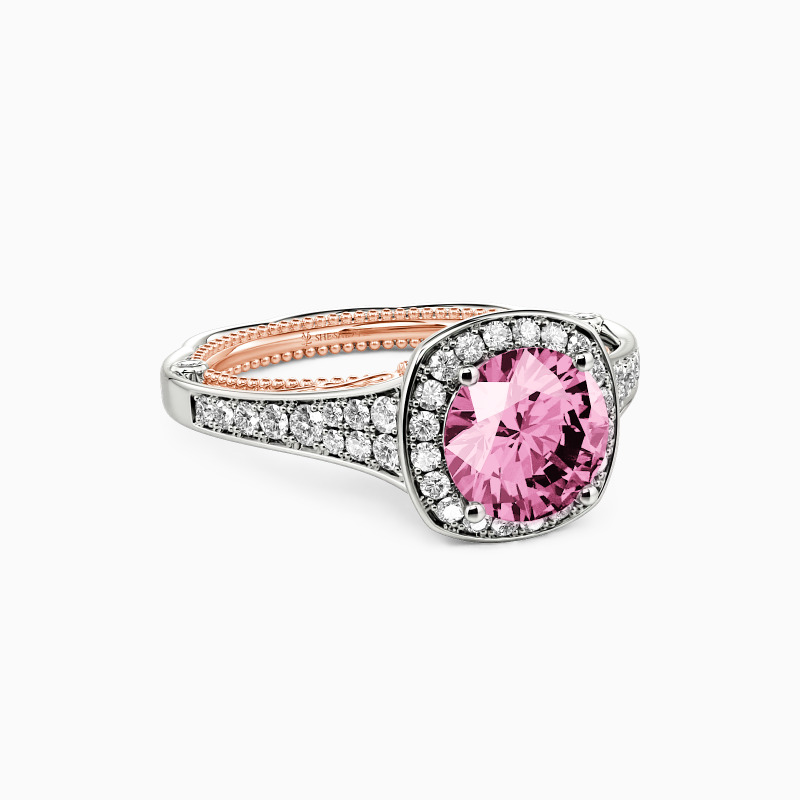" Love Is You And Me"  Round Cut Halo Engagement Ring