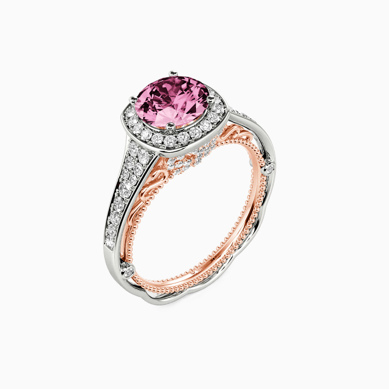 " Love Is You And Me"  Round Cut Halo Engagement Ring
