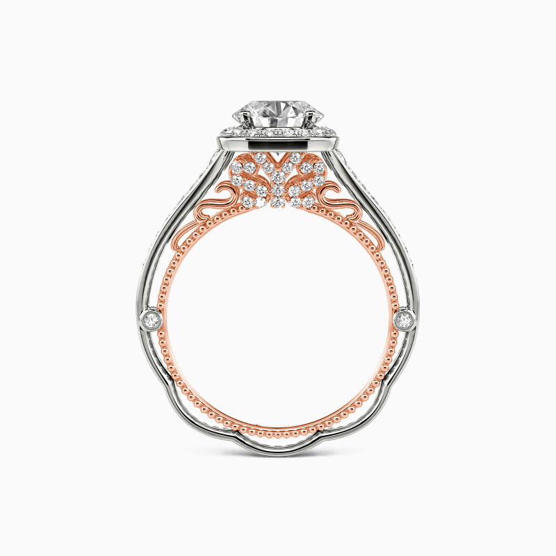 " Love Is You and Me" Round Cut Halo Engagement Ring