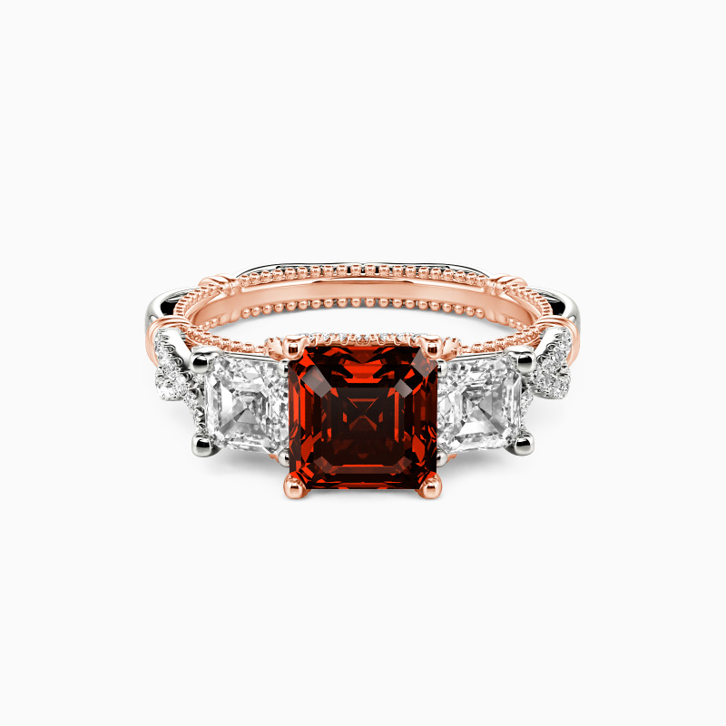 "For Eternity"  Asscher Cut Three Stone Engagement Ring