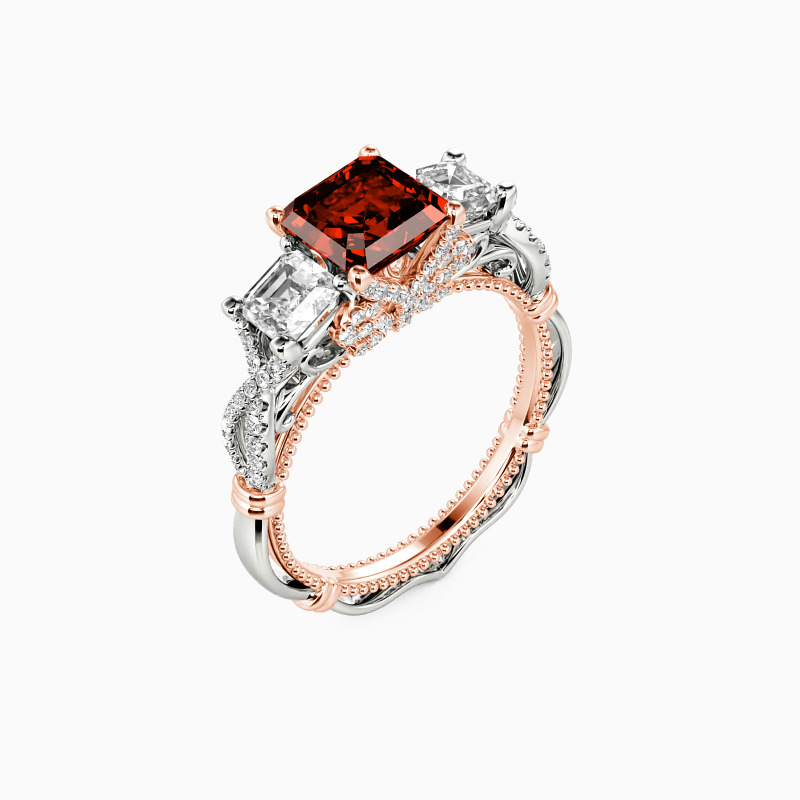 "For Eternity"  Asscher Cut Three Stone Engagement Ring