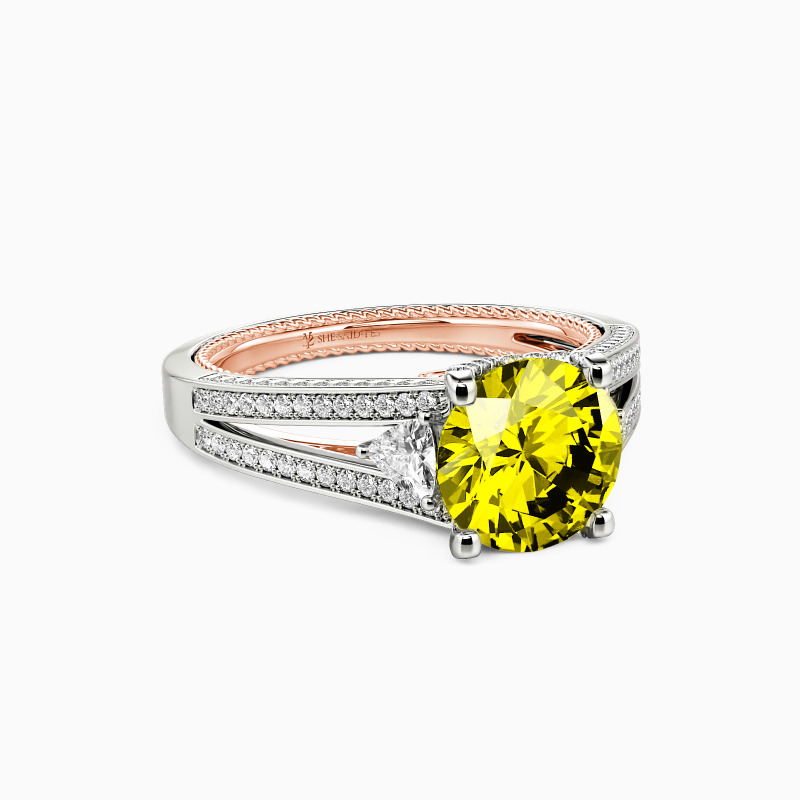 "I Need You" Round Cut Three Stone Engagement Ring
