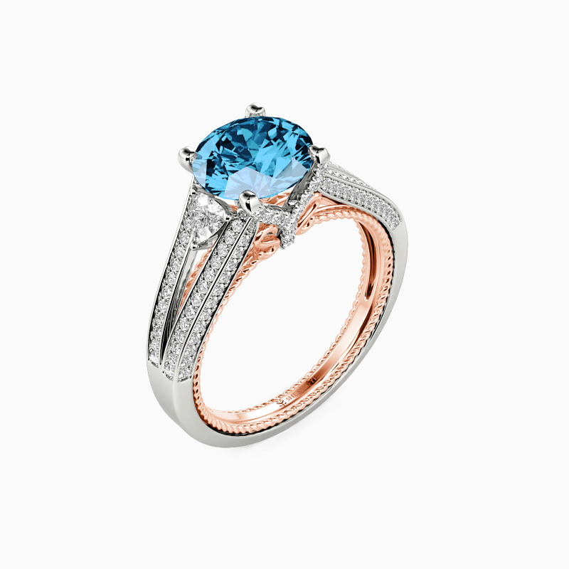 "I Need You" Round Cut Three Stone Engagement Ring