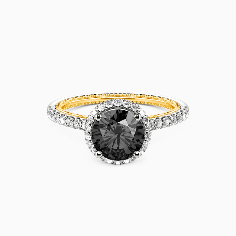"I Choose You" Round Cut Side Stone Engagement Ring