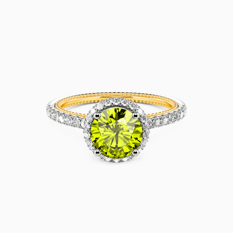 "I Choose You" Round Cut Side Stone Engagement Ring