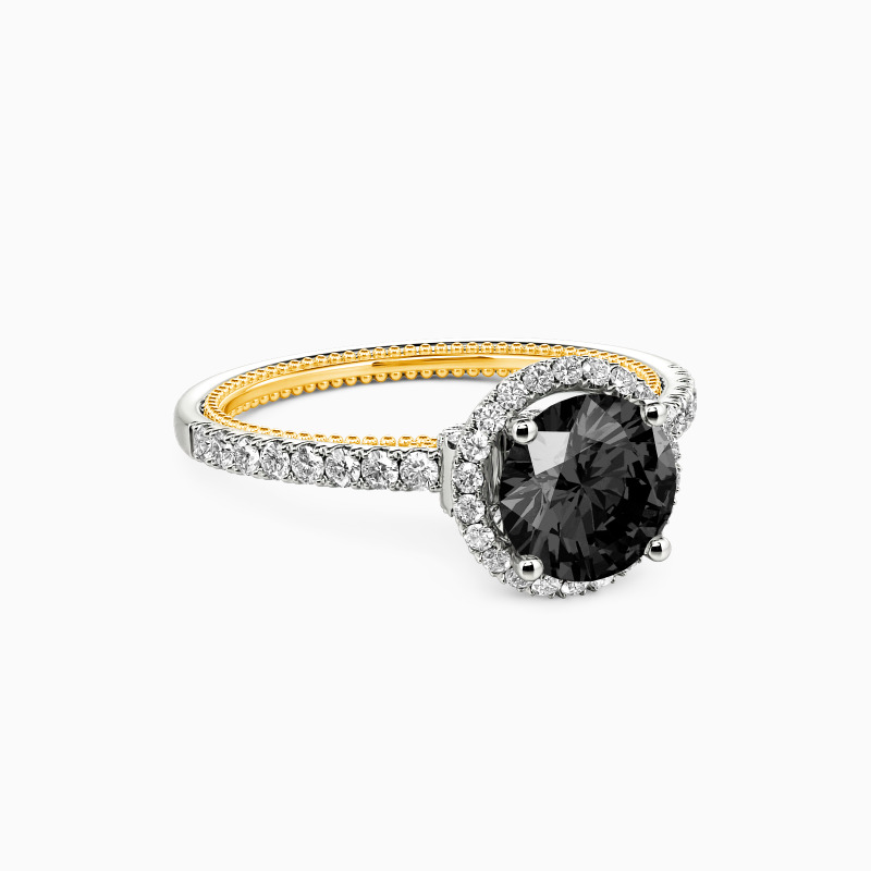 "I Choose You" Round Cut Side Stone Engagement Ring