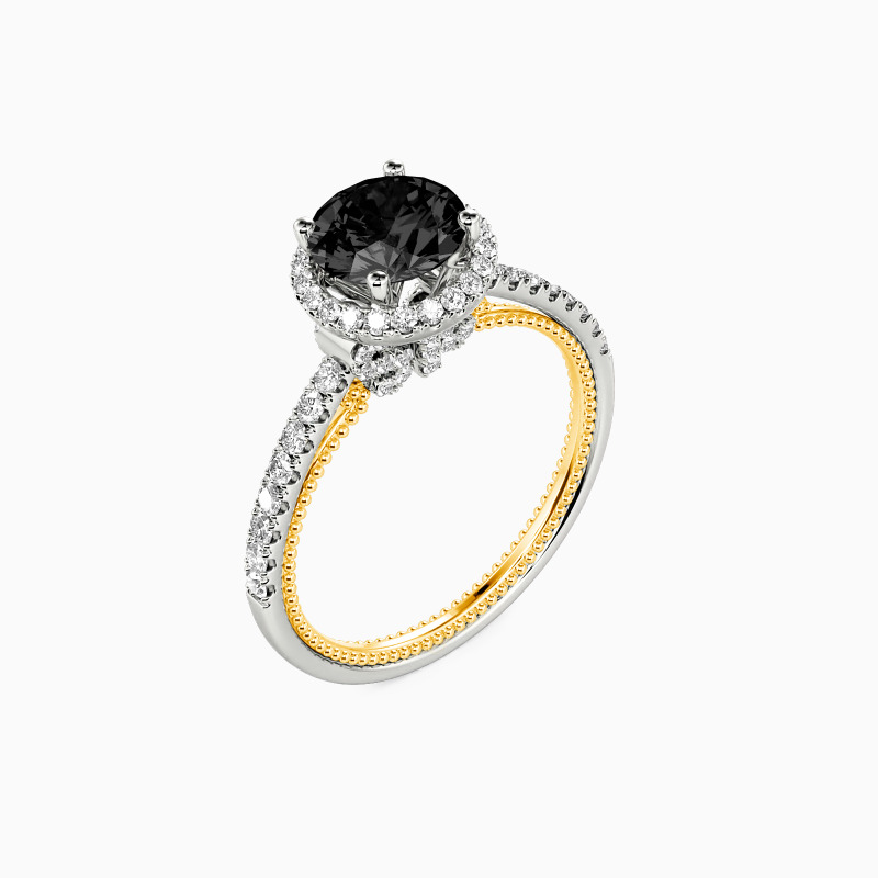 "I Choose You" Round Cut Side Stone Engagement Ring