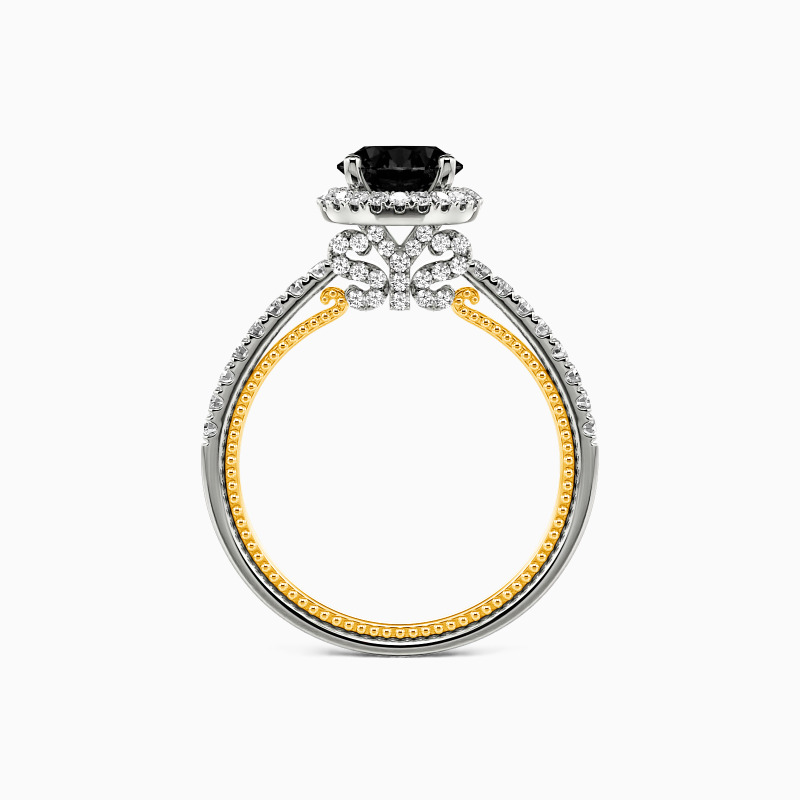 "I Choose You" Round Cut Side Stone Engagement Ring