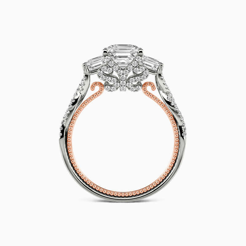 "My Light At Night"  Asscher Cut Three Stone Engagement Ring