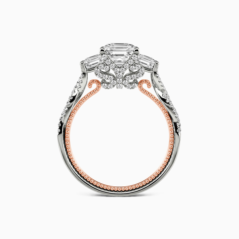 "My Light at Night" Asscher Cut Three Stone Engagement Ring