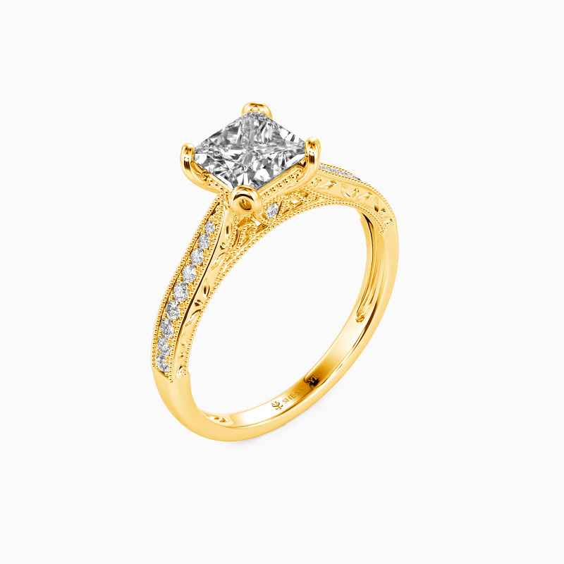 "My Bright Star" Princess Cut Side Stone Engagement Ring