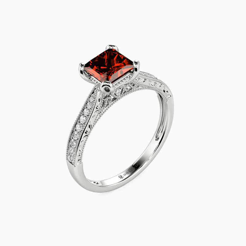 "My Bright Star" Princess Cut Side Stone Engagement Ring