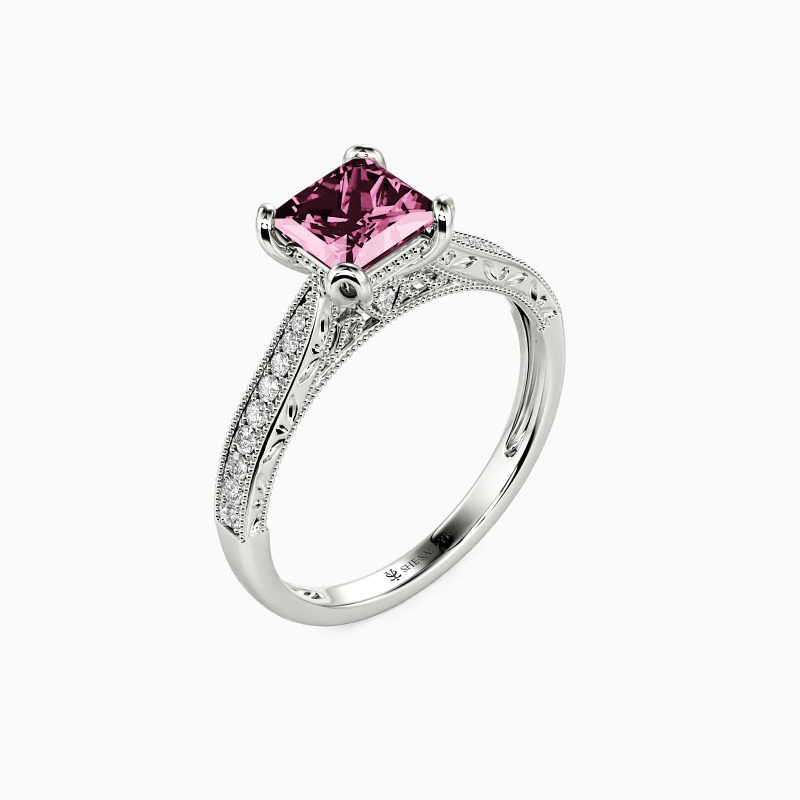 "My Bright Star" Princess Cut Side Stone Engagement Ring