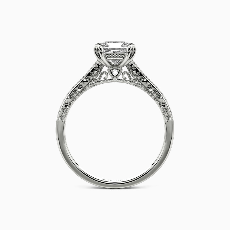 "My Bright Star" Princess Cut Side Stone Engagement Ring