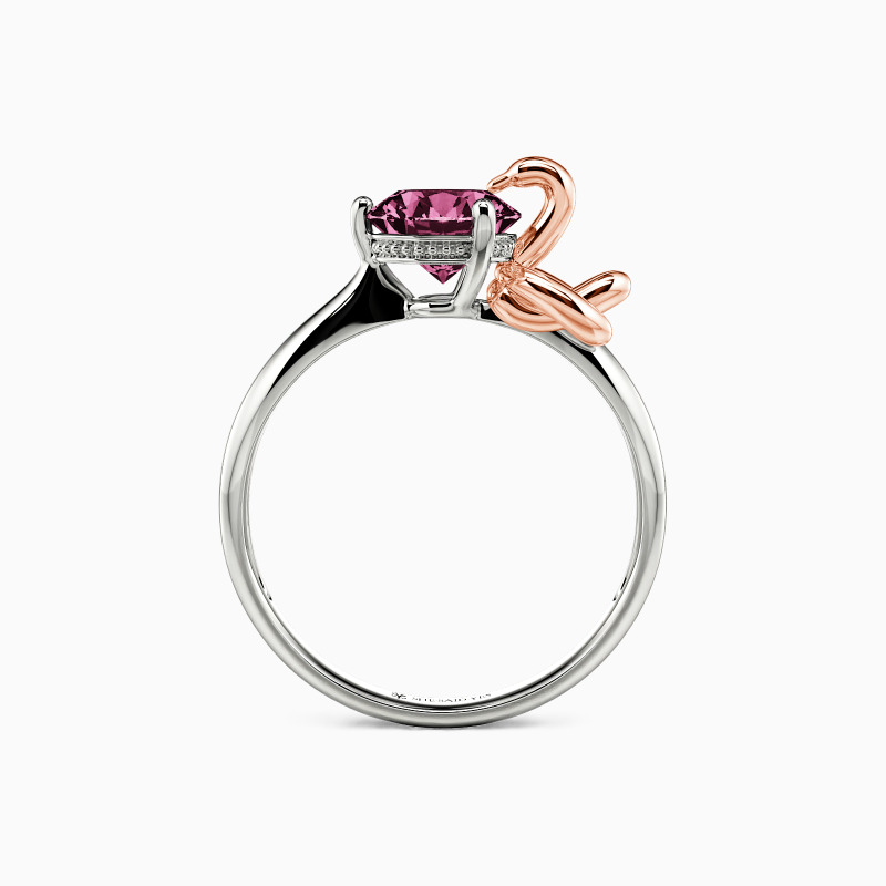 "Kiss Of Swan" Round Cut Solitaire Engagement Ring