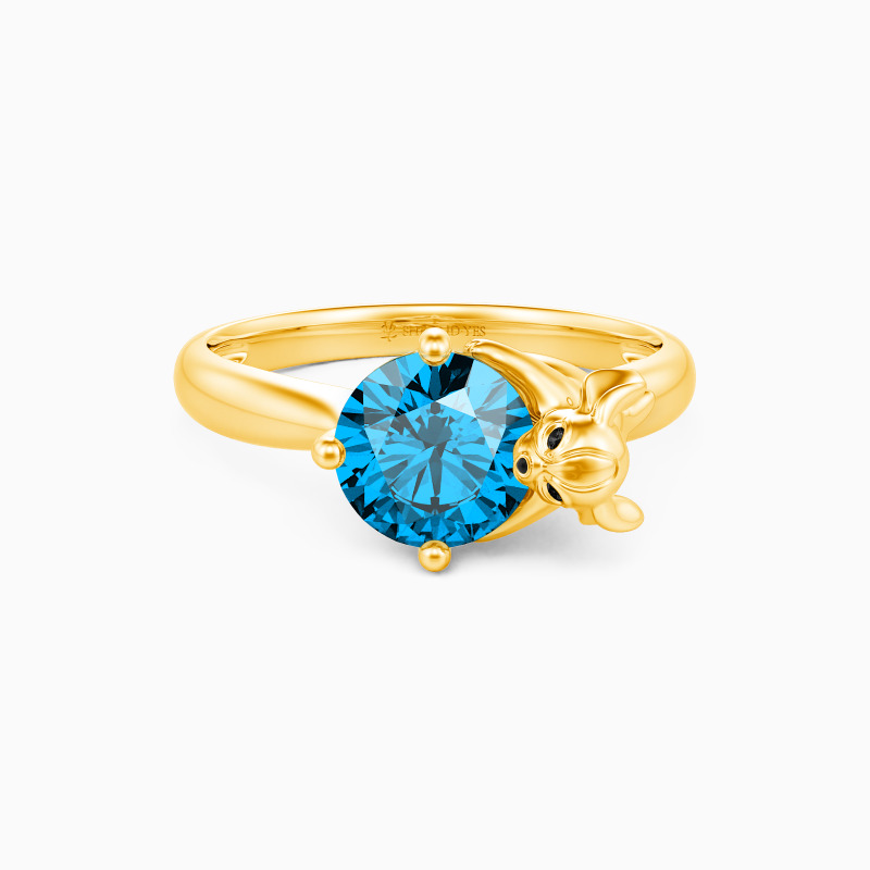 "Puppy Love" Round Cut Side Stone Engagement Ring
