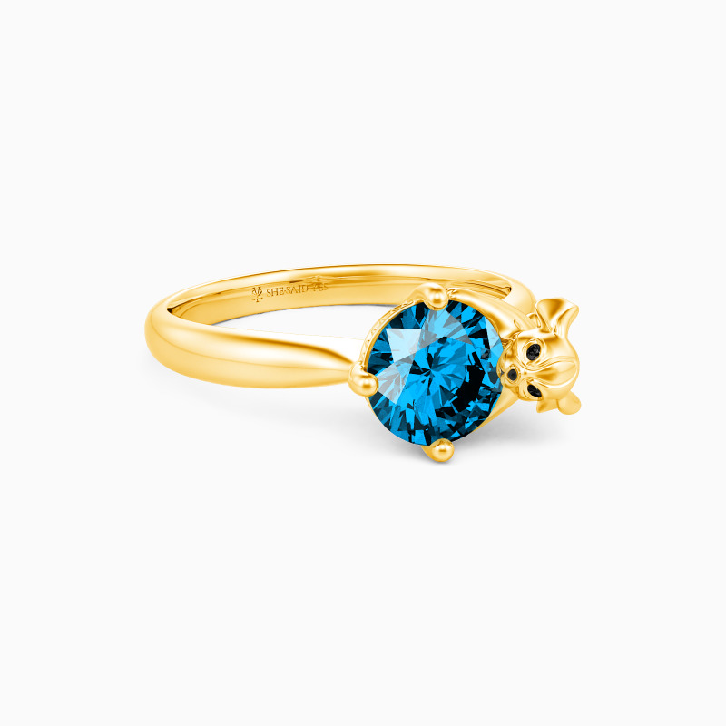 "Puppy Love" Round Cut Side Stone Engagement Ring