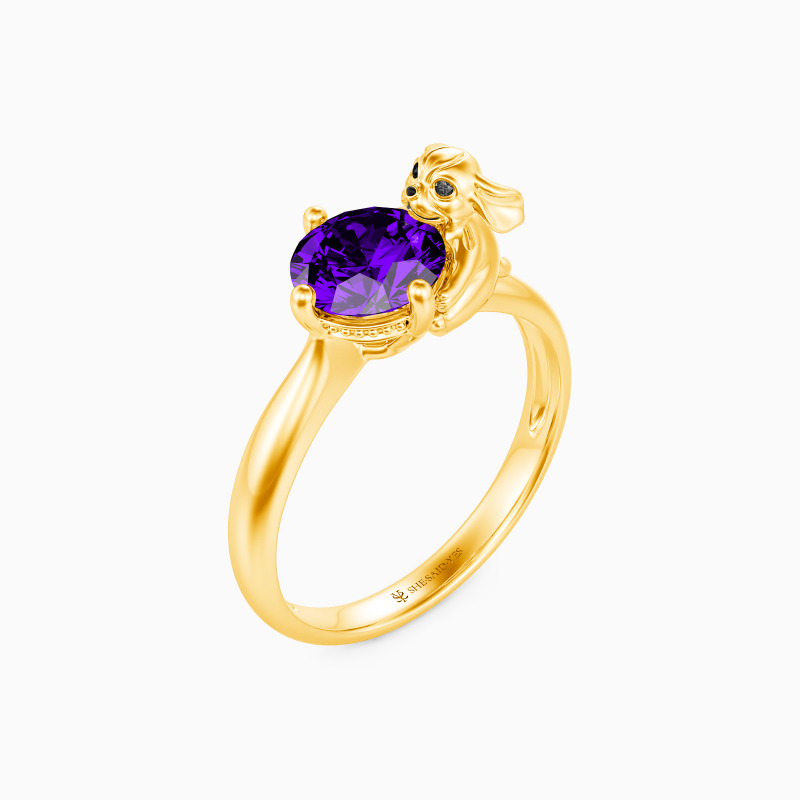 "Amour juvénile" Taille ronde Bague de fiançailles à pierres latérales