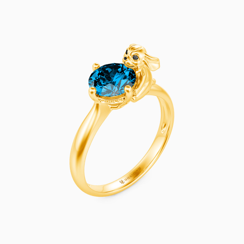 "Puppy Love" Round Cut Side Stone Engagement Ring