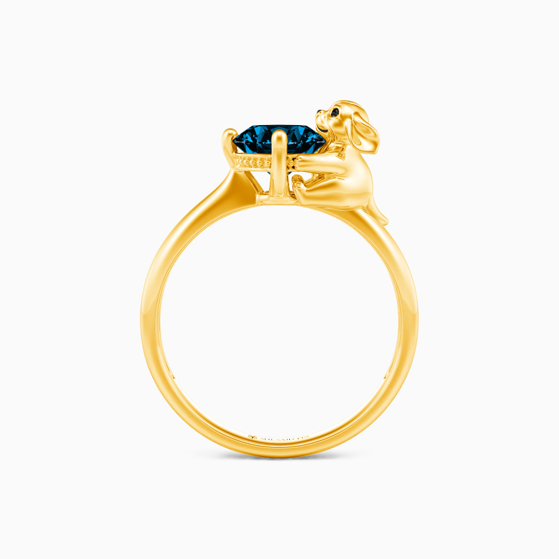 "Puppy Love" Round Cut Side Stone Engagement Ring