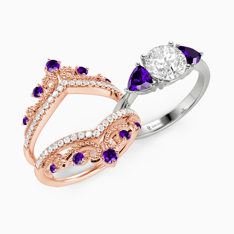 "Queen of My Heart" Round Cut Bridal Set