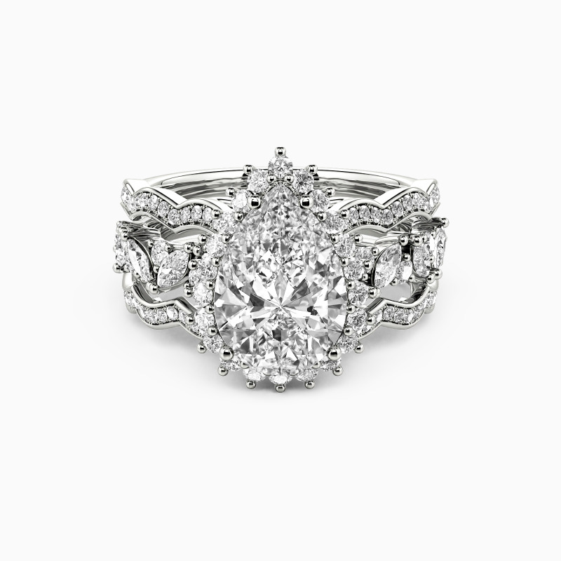 "Call Of The Ocean" Pear Cut Bridal Set