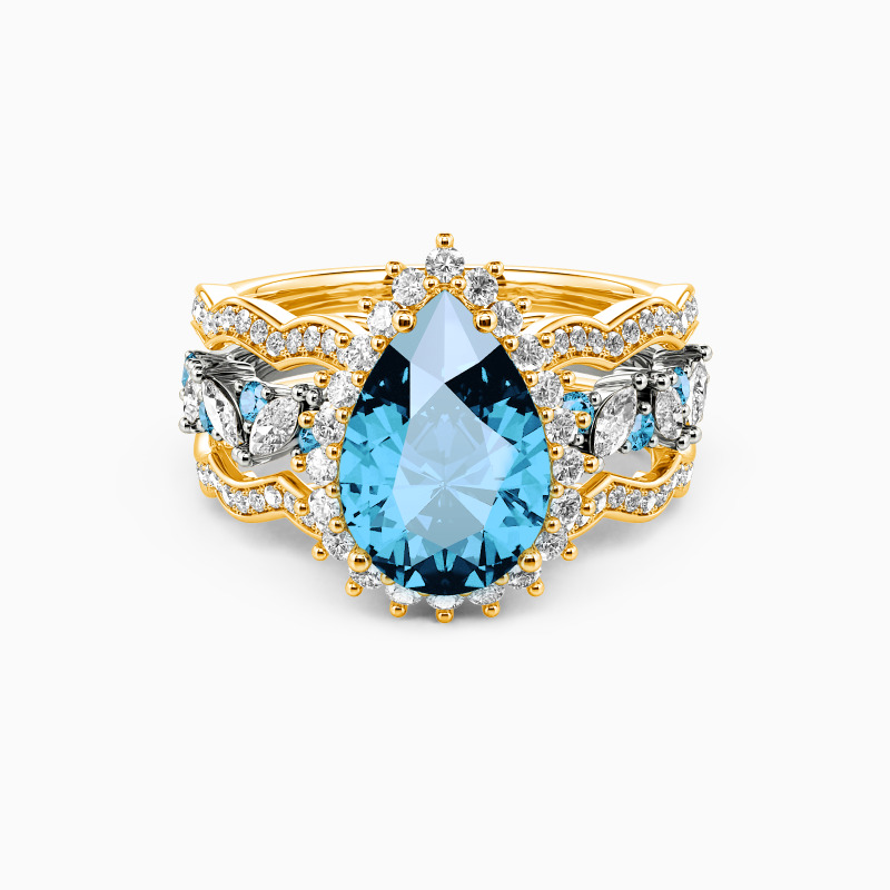 "Call Of The Ocean" Pear Cut Bridal Set