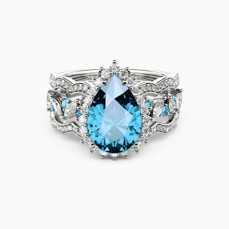 "Call Of The Ocean" Pear Cut Bridal Set